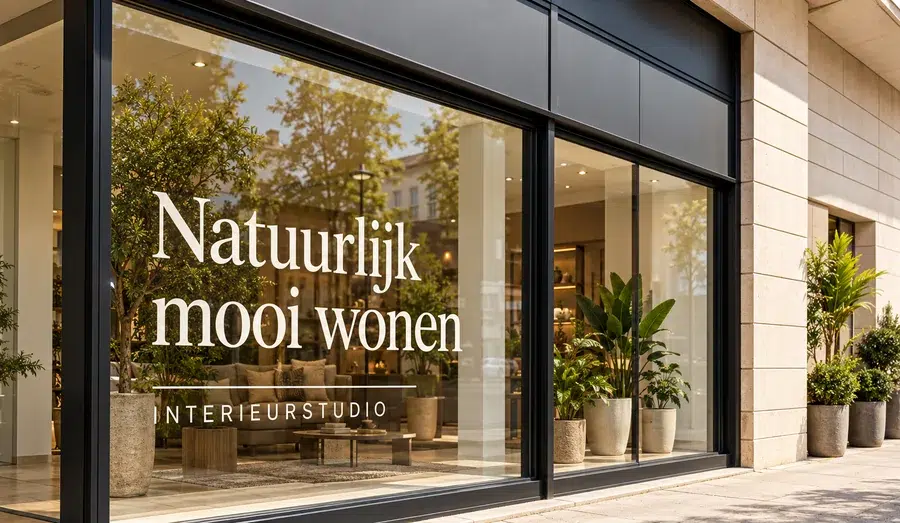 Voorbeeld van raamreclame op een winkelpui